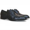 Black Men's Lace-Up Leather Shoes Allen II Embossed Split Toe Derby