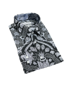 Black Men's Fashion Design Paisley Dress Shirts Long Sleeves By Avanti Uomo