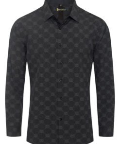 Black Men's Shirt Luxury Brand Long Sleeve Button Down Regular-Fit Baldelli Style No: CHLS-2062