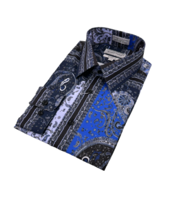 Blue Paisley Men's Dress casual Shirts Long Sleeves By Avanti Uomo
