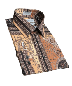 Brown Paisley Men's Dress casual Shirts Long Sleeves By Avanti Uomo