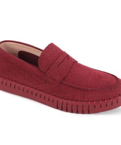 Burgundy Men's Penny Suede casual Summer Loafer Driving Shoes Slip on Style No: 7031