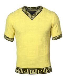 Prestige Yellow V-Neck T-Shirts Greek Key Style # CMK-6032