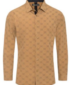 Camel Beige Men's Shirt Luxury Brand Long Sleeve Button Down Regular-Fit Baldelli Style No: CHLS-2062