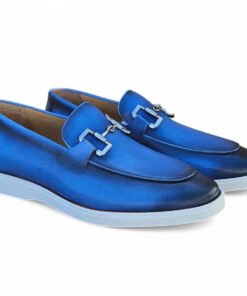 Carrucci Blue Men's Slip-On Loafer Casual Sporty Sole Sliver Bit Style-KS660-01