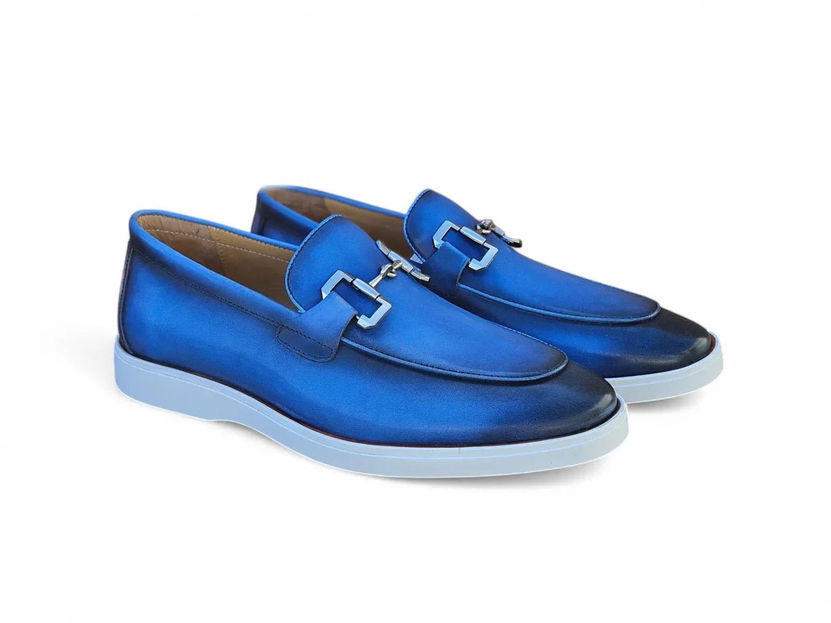 Carrucci Blue Men's Slip-On Loafer Casual Sporty Sole Sliver Bit Style-KS660-01