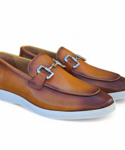 Carrucci Cognac Men's Slip-On Loafer Casual Sporty Sole Sliver Bit Style-KS660-01
