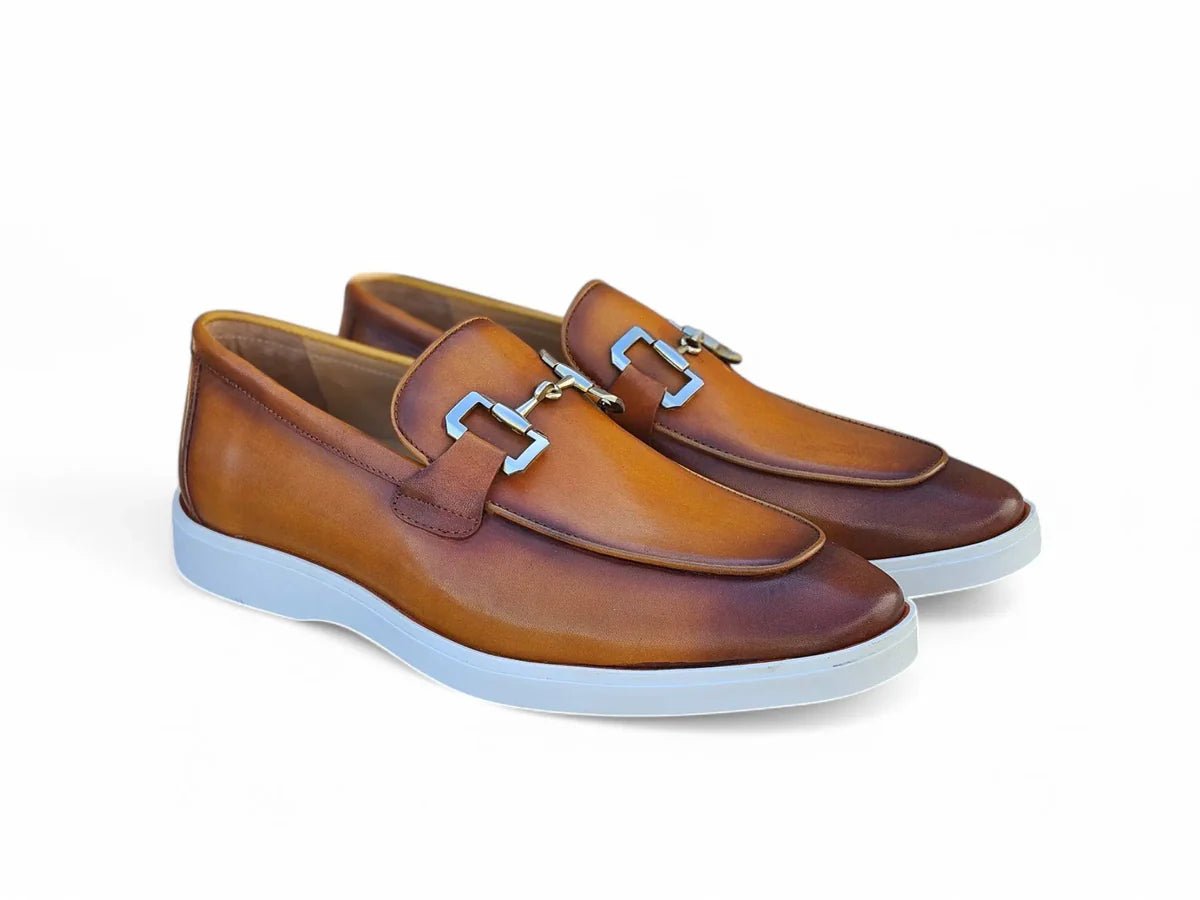 Carrucci Cognac Men's Slip-On Loafer Casual Sporty Sole Sliver Bit Style-KS660-01