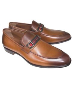 Corrente  Slip-On Congac Loafer Red Green Striped Buckle P0016-Borris
