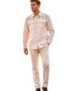 Prestige Cream Stone Luxury Design Men's Shirt and Pants Set CSL-580