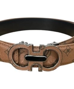 Khaki Luxury V Fashion Design Men's Genuine Leather Belt