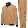 Khaki Men's Tracksuit 2-Piece Luxury Design Jacket & Pants Matching Set Style No: MTK13