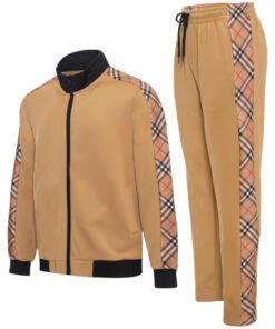Khaki Men's Tracksuit 2-Piece Luxury Design Jacket & Pants Matching Set Style No: MTK13