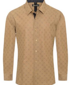 Khaki Printed Men's Long Sleeve Casual Dress Shirt Regular-Fit Style No: CHLS-2063