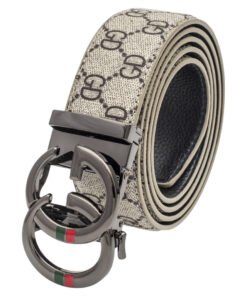 Khaki Men's Printed Material Design Belt Red Green Strips CHB-184