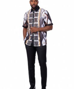 Black Men's Linen Outfit Set Pants and Shirt LUX-660 Prestige