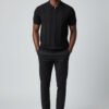 Men's Black Kint Polo zip collar - Textured Slim Fit