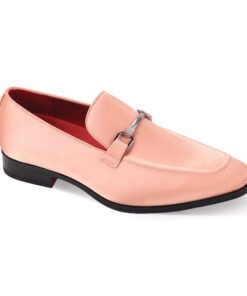 Men's Blush Rose Dress Satin Material Slip-On Shoes Sliver Buckle Style No-7018