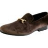 Men's Brown Velvet Material Fashion Loafer Shoes Gold Bit -HARRISON