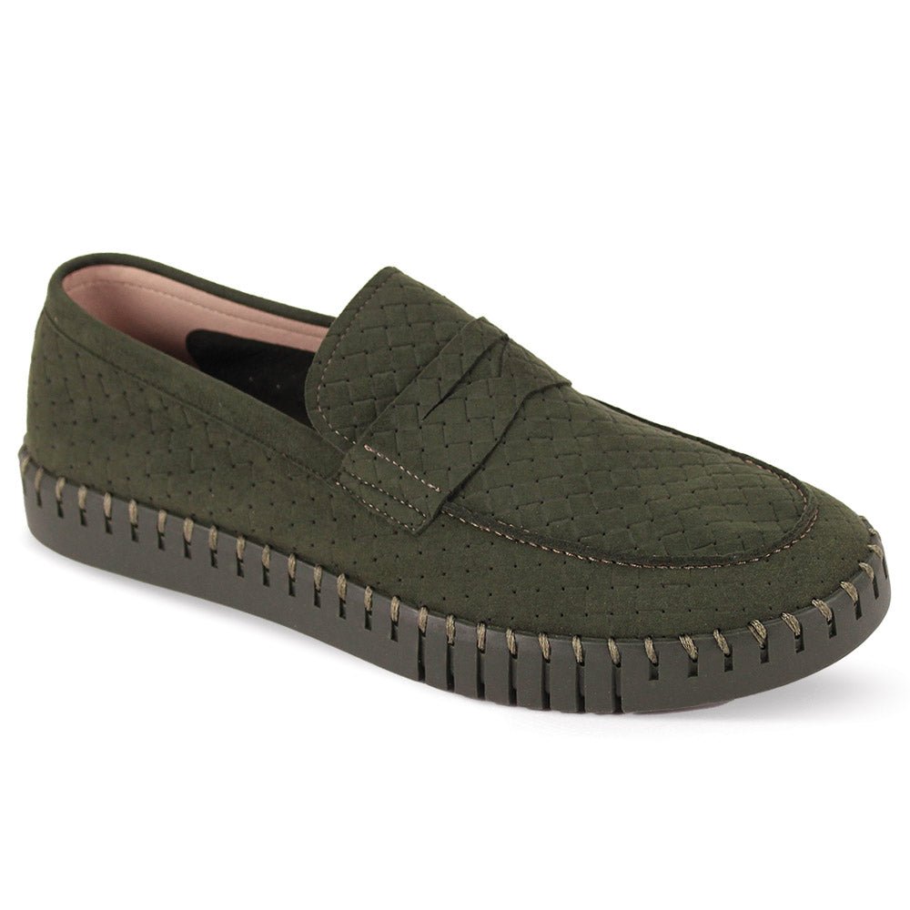 Olive Men's Penny Suede casual Summer Loafer Driving Shoes Slip on Style No: 7031