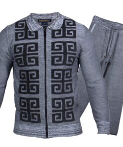 Prestige Charcoal Gray Full Zip Jaccard Joggers Casual Jacket/Pants Set LNG-350