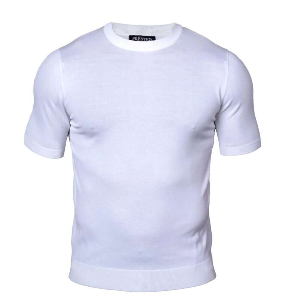 Prestige White Crew Neck Short Sleeve T-Shirt CMK-650