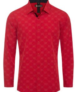 Red Men's Shirt Luxury Brand Long Sleeve Button Down Regular-Fit Baldelli Style No: CHLS-2062