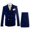 Rossi Man Blue Slim-Fit Double Breasted Velvet Gold Button Suit RM-1576