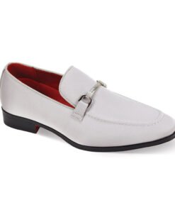 Sliver Men's Dress Satin Material Slip-On Shoes Sliver Buckle Style No-7018