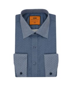 Steven Land the Morrison Semi Spread Collar French Cuff BLUE-DM302F