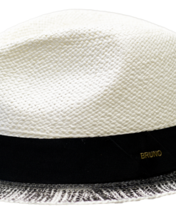 White/Black Men's Bruno Capelo Castro Fedora Hat Natural Shantung Straw - PANAMA