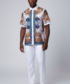 White Men's Linen Outfit Set Pants and Shirt LUX-660 Prestige