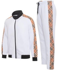 White Men's Tracksuit 2-Piece Luxury Design Jacket & Pants Matching Set Style No: MTK13
