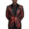 Men's Red Floral Tuxedo Blazer - Shawl Lapel Wedding & Prom BSF-19